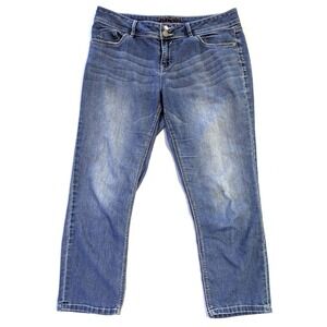Elle Paris Womens Size 12 Medium Wash Straight Leg Cropped Denim Jeans Blue
